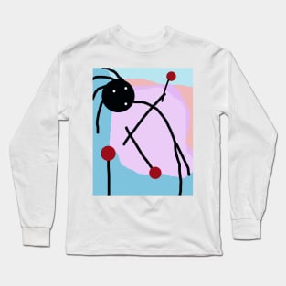 Kid Stick Figure Balancing Flowers Long Sleeve T-Shirt